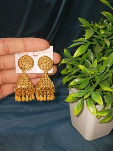 Golden Jhumka Earrings