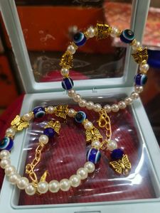 Pearl &amp; Butterfly Charm Bracelet