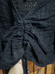 Black Cropped Lace Top