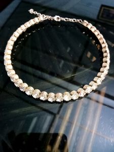Single Line Golden Stone Choker Necklace