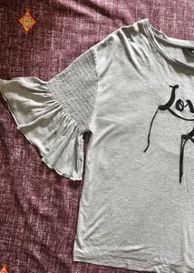 Grey Top With Styled Sleeves