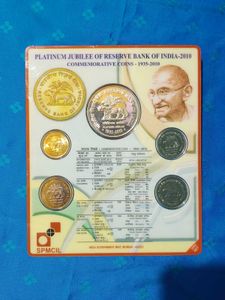 RBI Platinum Jubilee UNC Coin Set 75 Rs Silver