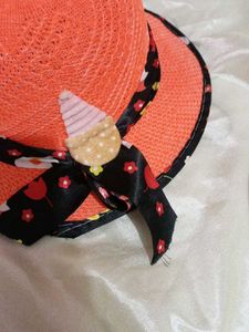 Orange Hat With Black Ribbon