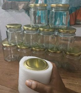 Set of 12 Glass Jars with Gold Lids 200ML