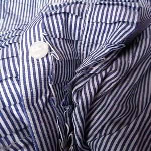 Striped Ruffle Placket Blouse