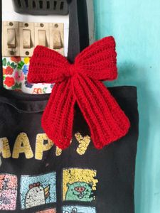 Red Crochet Hair Bow