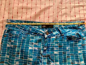 AND Blue Printed Trouser For Women