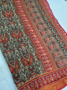 Red Patola Yoke Embroidered Kurta With Dupatta