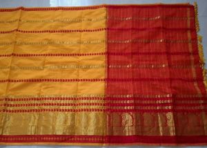 New Yellow Banarasi Saree with Red Border🌼