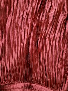 Red Accordion Pleated Satin Finish Flared Skirt