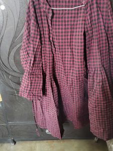 Red &amp; Black Checkered Oversized Top