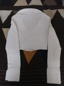 White Crop Top with Long Sleeves