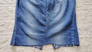 Denim Pencil Skirt with Elastic Waist