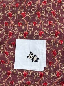 Embroidered Net Fabric with Panda Patch