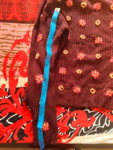 Floral Embroidered Burgundy Sweater