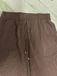 Brown Wide Leg Drawstring Pants