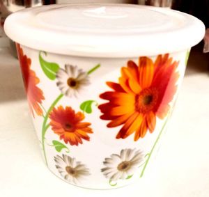 Floral Plastic Storage Container with Lid – 500 ml