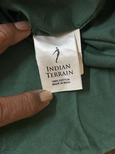 Indian Terrain -M Size Green Floral Print Shirt