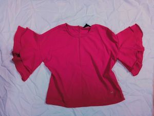 Chic Pink Ruffle Sleeve Top