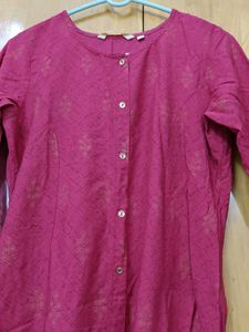 Red Printed Button-Down Dress