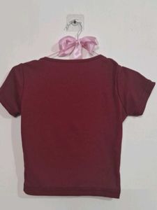 Maroon Lace Trimmed Crop Top