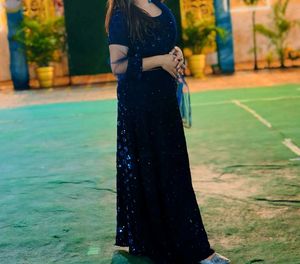 Elegant Navy Blue Sequin Dress