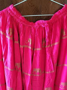 Chanderi Print Pink Long Skirt