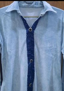 Velvet Aqua Blue Kurti