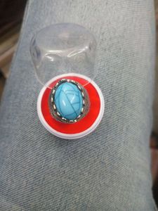 Silver Blue Stone Finger Ring for Boys