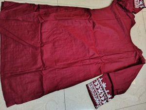 Maroon Embroidered Kurta Set Beautiful New Size 38