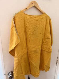 Mustard Embroidered kaftan style Tunic Top