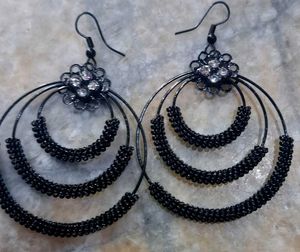 Black Beaded Earrings