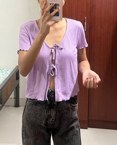 Cute Purple Tie-Front Top Brand(Primark)