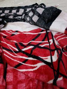 Branded Red &amp; White Plush Throw Blanket
