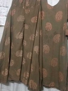Olive Green Printed Suit