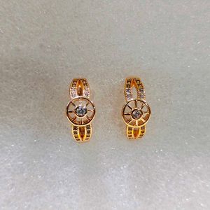 Gold Tone Circle Drop Earrings