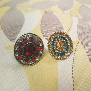 Red  Gemstone and blue diamond ring