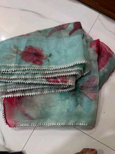 Floral Organza Saree With Zari Lace Design