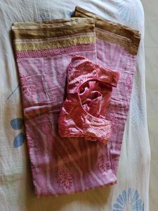 Pink &amp; Gold Sari with Blouse