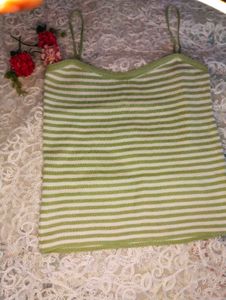 Green Striped Knit Cami