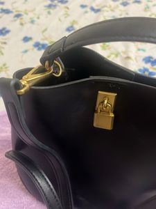 Black Leather Bucket Bag