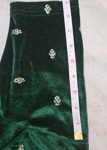 Green Velvet Embellished Blouse