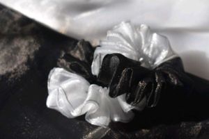 Premium Black And White Organza Scrunchie Combo