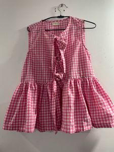 Pink Gingham Tie-Front Top