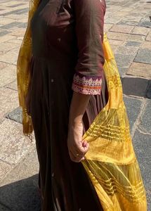 Brown Ethnic Cotton Anarkali