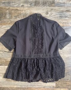 Black Peplum Lace Top