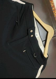 Black ⚫ Trouser Pant Both Side White Line 30 Waist