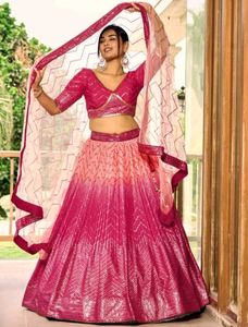 Pink Ombre Lehenga Choli Set