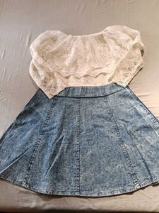 Lace net &amp; Denim frock