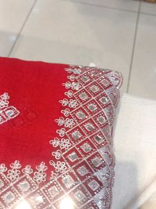 Elegant Red Mirror Work Saree